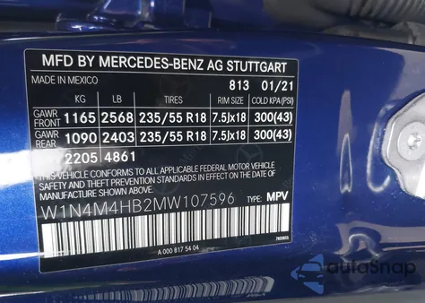 2021 Mercedes-Benz Glb 250 4Matic z USA, uszkodzony, nr VIN W1N4M4HB2MW107596